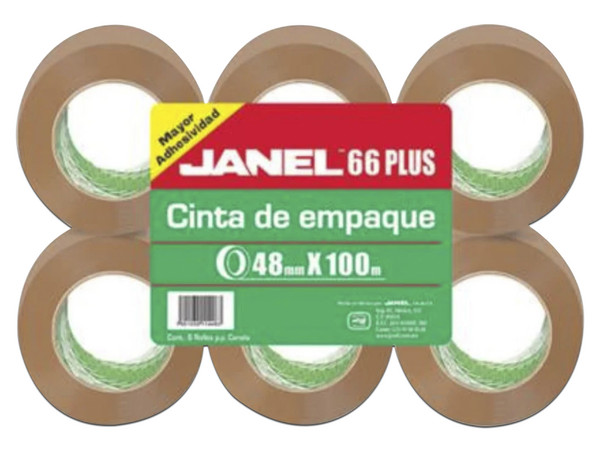 CINTA JANEL EMPAQUE CANELA .048X100MTS PAQ C/6