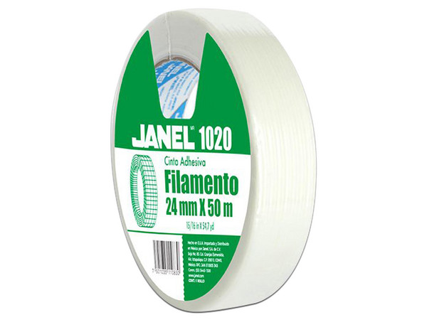 Cinta de Filamento Monodireccional Janel, 24mm x 50m, Color Blanco.
