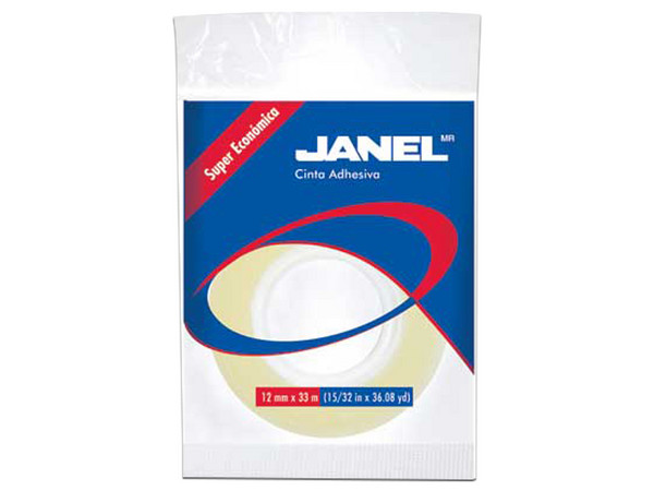 Cinta Adhesiva Janel 255, Económica, 12mm x 33m, 1 Pieza.