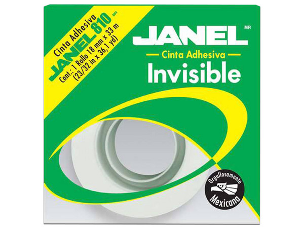 Cinta Adhesiva Janel, transparente, 18mm x 33m, 1 Pieza.