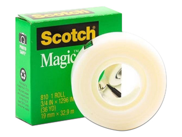 Cinta Scotch Janel Magic Tape 810 de 19mm x 32.9m, Mate. Paquete con 3 piezas