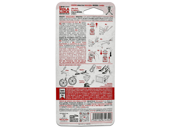Pegamento Instantáneo Kola Loka KRAZY KBR-5MC de Brocha, 5g. Color Transparente.