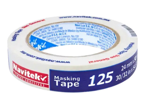 Cinta Navitek Masking Tape, 24mm x 50m, 1 Pieza, Color Blanco.