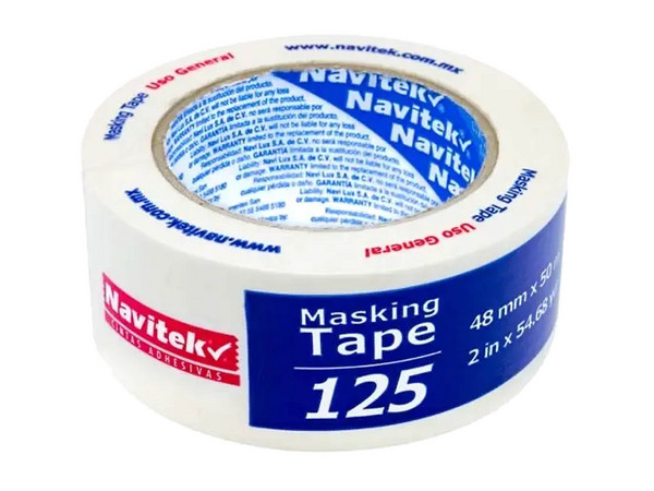 Cinta Navitek Masking Tape, 48mm x 50m, 1 Pieza, Color Blanco.
