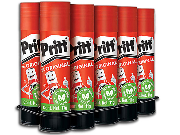 Pegamento, Pritt, En Barra, 11 Grs, Charola con 12 Unidades.