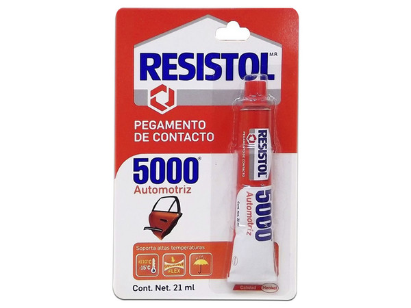 Pegamento de contacto Resistol 5000, para uso automotriz, 21 ml.