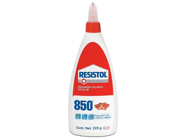 Pegamento Escolar RESISTOL 850 938399, 225g. Color Blanco.