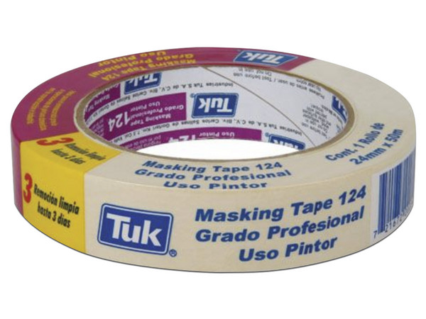 Cinta Adhesiva Tuk Masking 124, de 24 mm x 50m, 1 pieza.