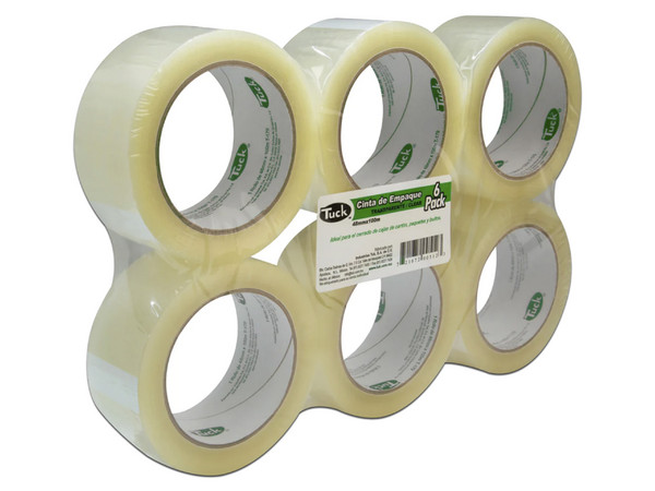 Cinta Adhesiva transparente Tuk 182-T, de 48 mm x 100m, 6 piezas.