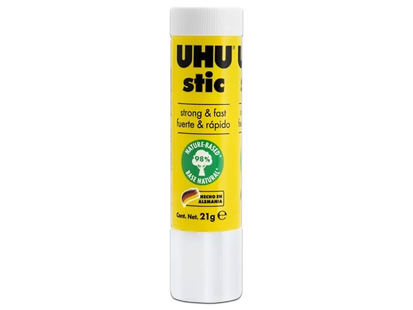 Lápiz Adhesivo UHU 9U20BK1, 21 Gramos, Blíster con 1 Pieza, Color Blanco.