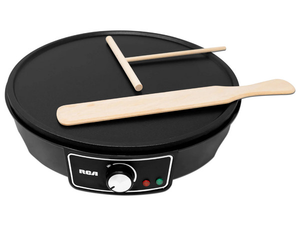 Crepera RCA RC-602 Con Plancha de 28cm, Antiadherente, Control de Temperatura, Accesorios Incluidos. Color Negro.
