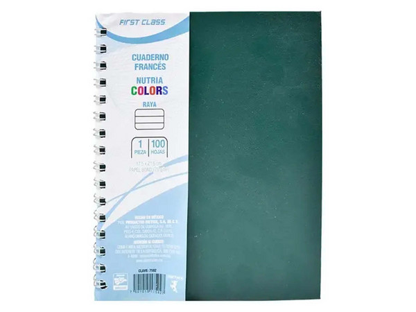 Cuaderno Engargolado Dietrix, Forma Francesa, 100 hojas.