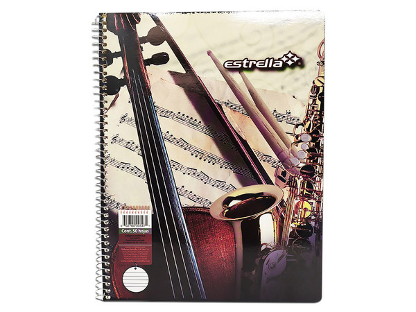 Cuaderno Profesional Espiral Estrella, Pautado, 50 Hojas.