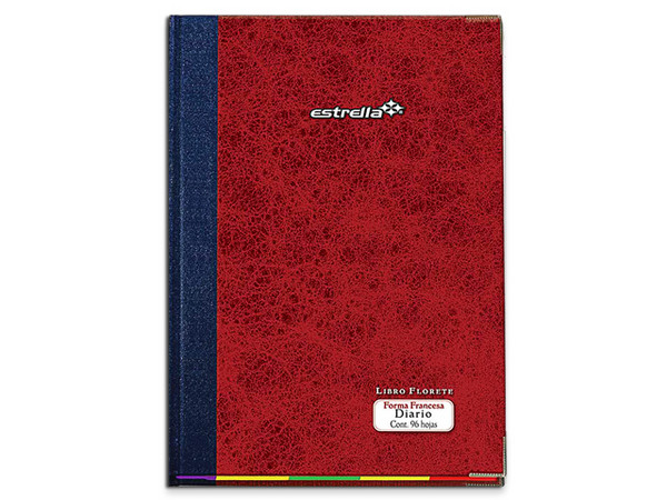 Libro Estrella Florete para Diario, 96 Hojas, Forma Francesa. Color Café.
