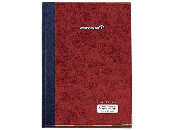 Libro Estrella Floquete Mayor, 96 Hojas, con Columnas. Color Café, Dimensiones 341 x 236 mm.