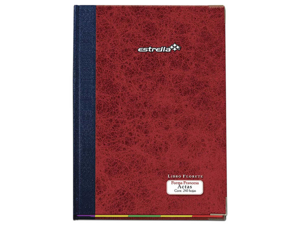 Libro Estrella Floquete Actas, 240 Hojas, con Portada Rústica. Colores Negro y Café.