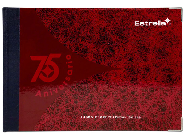 Libro Estrella Florete Italiana Raya (Modelo 124): 192 hojas rayadas, papel bond de 60 g, encuadernación cosida con pastas laminadas y lomo con cinta Piroflex azul. Ideal para contabilidad y registros detallados.