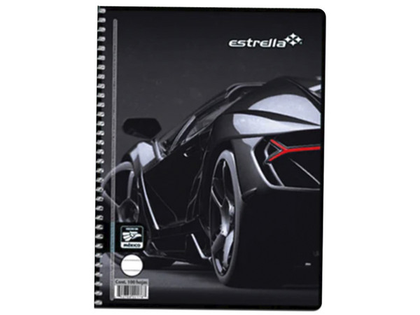 Cuaderno Estrella, Rayado, 100 hojas. Color Negro.