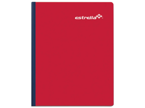 Cuaderno Estrella de 100 Hojas, Tipo Italiano, Engrapado, Color Rojo.