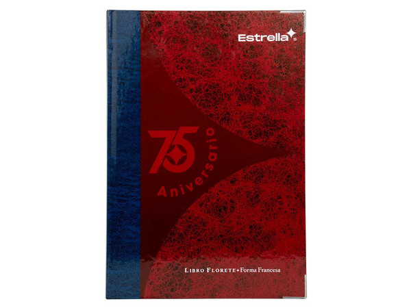 Libro Estrella Florete Raya (Modelo 112) Francesa: Tamaño 34.1 x 23.6 cm, Tamaño Acta, 96 hojas rayadas.