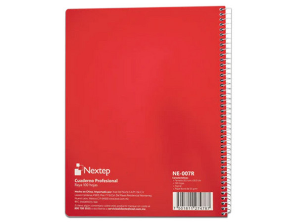 Cuaderno Nextep NE-007R Profesional Raya, 100 Hojas, Espiral.