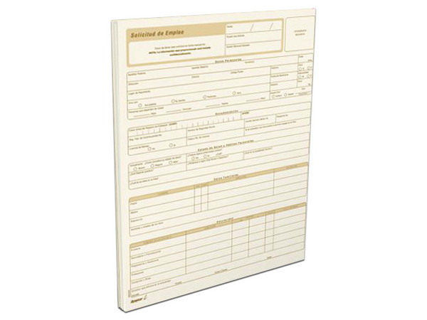 Block de Solicitud de Empleo Rayter 08SOEM de Formato A4, 25 hojas. Color Blanco.