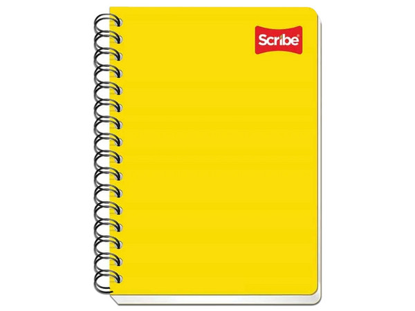 Cuaderno Scribe, Forma Francesa Clásica, Cuadro Grande de 7 mm, 100 Hojas, Encuadernación en Espiral. Color Amarillo.