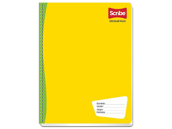Cuaderno Scribe de Raya, Pasta Semi Rígida, Forma Profesional, 100 Hojas, Color Amarillo.