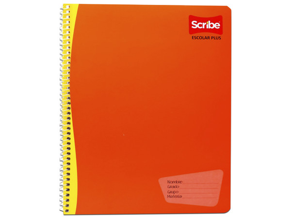 Cuaderno Scribe Escolar Plus de Cuadro Chico, Profesional, 100 hojas. Color Naranja.