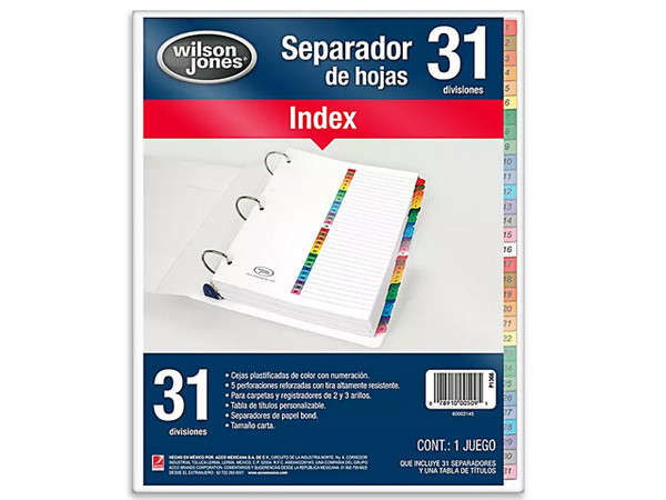 Separador Wilson Jones económico para 31 divisiones.