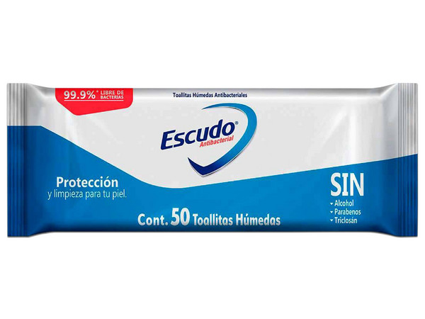 Toallas Húmedas Desinfectantes Escudo 92549A, 50 Piezas.
