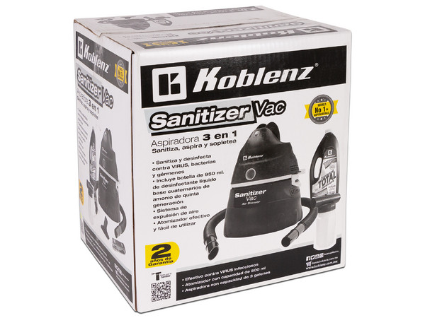 Aspiradora Koblenz Sanitizer WD390S, sanitiza y desinfecta.