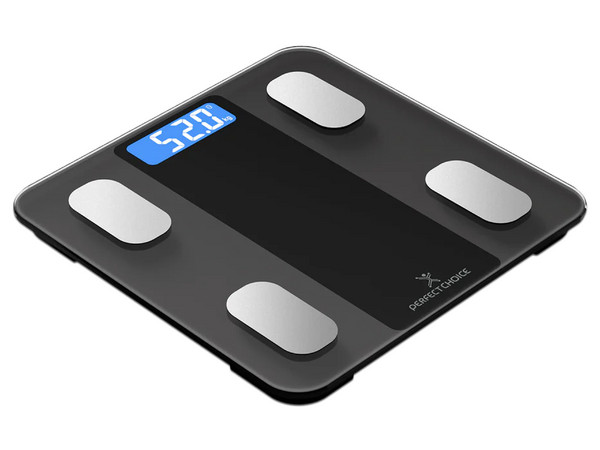 Báscula Inteligente PERFECT CHOICE Fit Rechargeable Smart, Recargable por USB, Medición de Peso Corporal y Grasa.