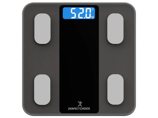 Báscula Inteligente PERFECT CHOICE Fit Rechargeable Smart, Recargable por USB, Medición de Peso Corporal y Grasa.