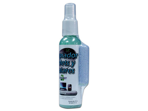 Liquido limpiador y paño para Tablets y celulares, 125ml.