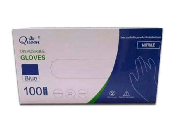 Guantes de Nitrilo Queen Talla Grande, Color Azul, (Caja con 50 Pares).