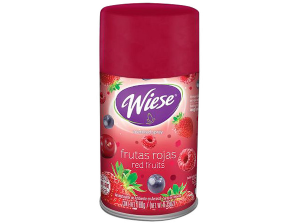 Aromatizante en Aerosol WIESE, de 256ml, Fragancia Frutas Rojas.