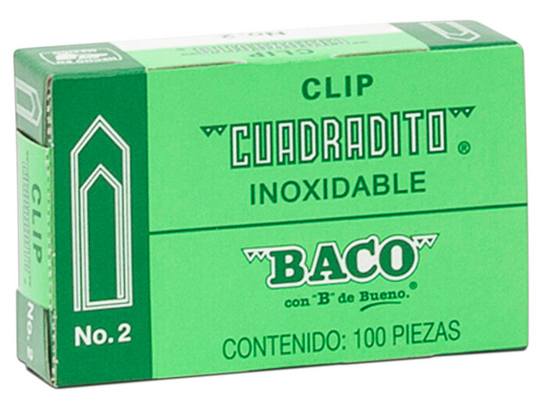 Caja de clips Baco Cuadradito, c/10 clips.