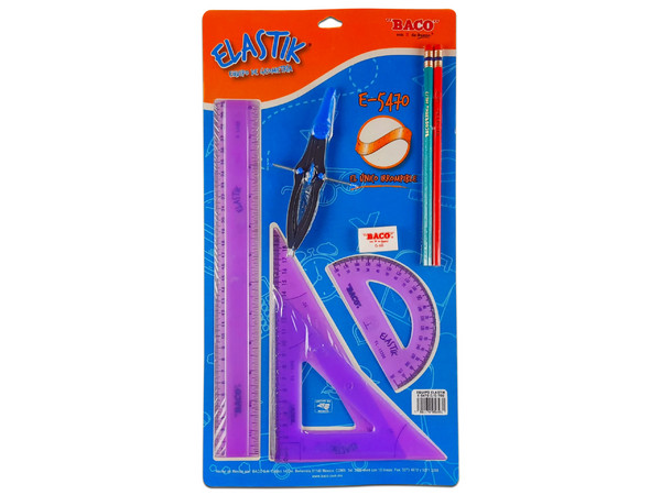 JUEGO DE GEOMETRIA BACO 5470 ELASTIK IRROMP COMPAS 600
