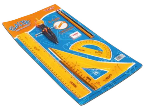 JUEGO DE GEOMETRIA BACO 5470 ELASTIK IRROMP COMPAS 600