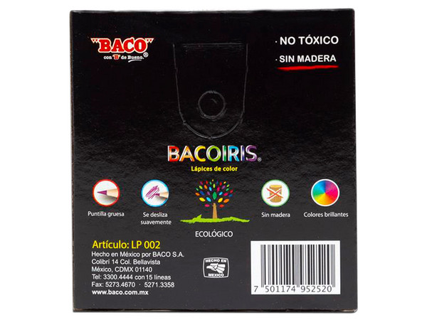 Colores BACO Bacoiris, Cortos, 12 pzas, Colores Varios.