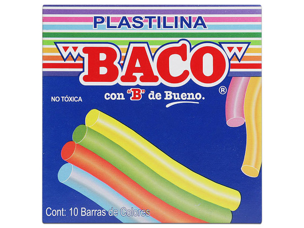 Plastilina Baco, barritas, caja con 10 piezas.
