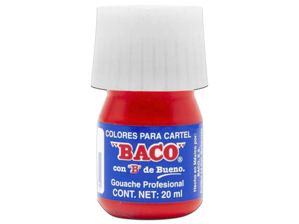 Pintura BACO Colores Para Cartel de 20 ml, Color Rojo, Paquete de 10 Piezas.