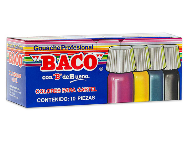 Pintura Baco para Cartel 20 ml Verde Esmeralda #63, caja con 10 piezas, secado rápido y alta cobertura.