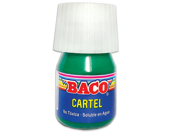Pintura Baco para Cartel 20 ml Verde Esmeralda #63, caja con 10 piezas, secado rápido y alta cobertura.