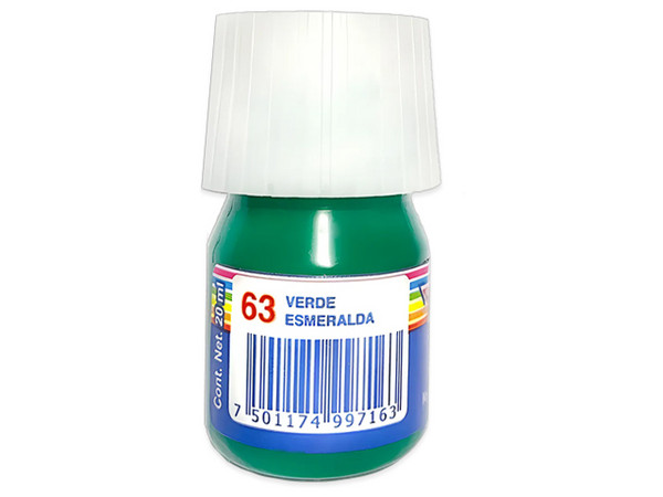 Pintura Baco para Cartel 20 ml Verde Esmeralda #63, caja con 10 piezas, secado rápido y alta cobertura.