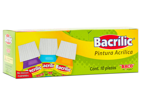 Pintura Baco PN083 Acrílica de 15 ml, 10 Piezas. Color Blanco.