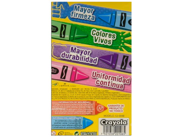 Crayones Crayola, Colores Surtidos, Paquete con 48 piezas.
