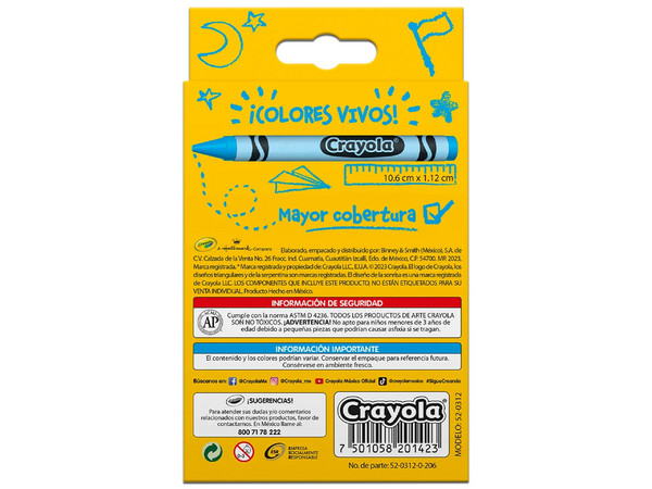 Crayones Jumbo Crayola, Colores Surtidos, Paquete con 12 piezas.