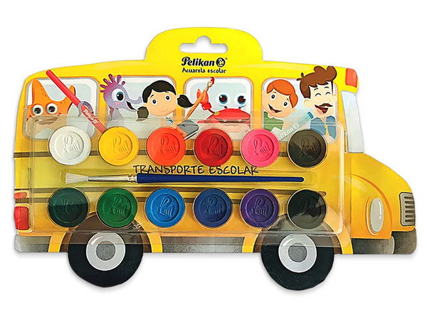 Pinturas Acuarela Pelikan Escolar, 12 colores.
